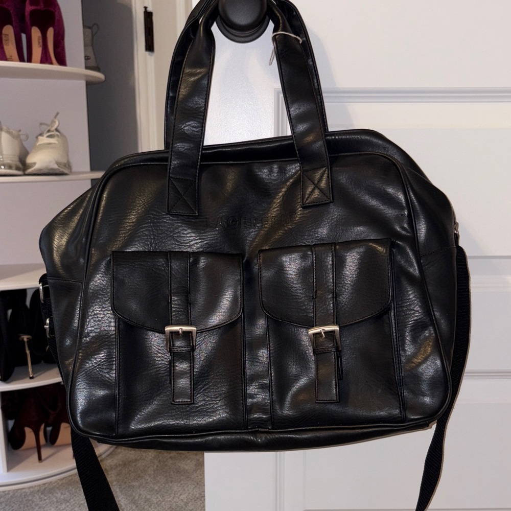 Karl Lagerfeld Black Leather Briefcase/Dufflebag
